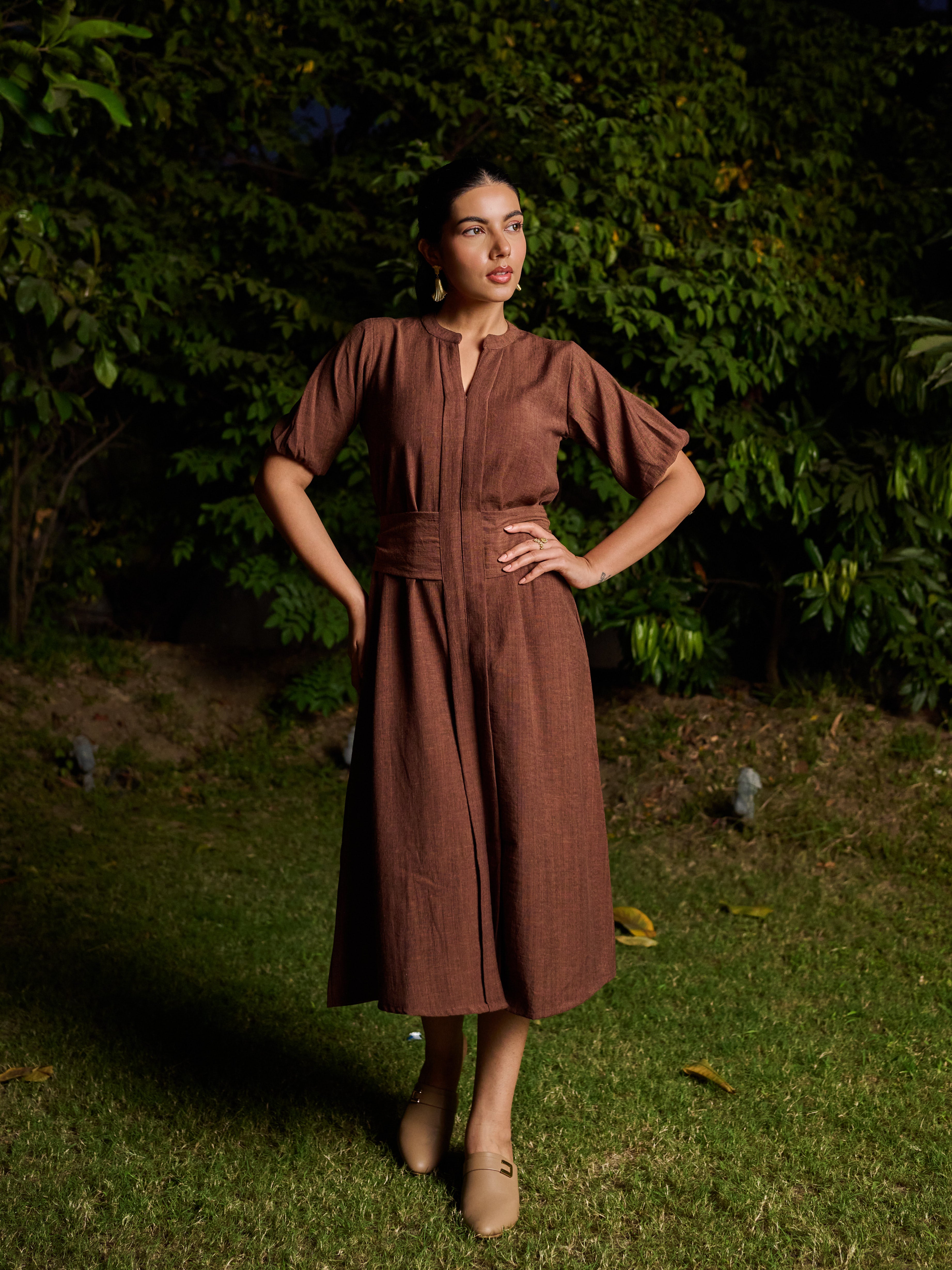 The Perspective Dress Cocoa Brown Mera Aura The Perspective Dress Cocoa Brown Mera Aura