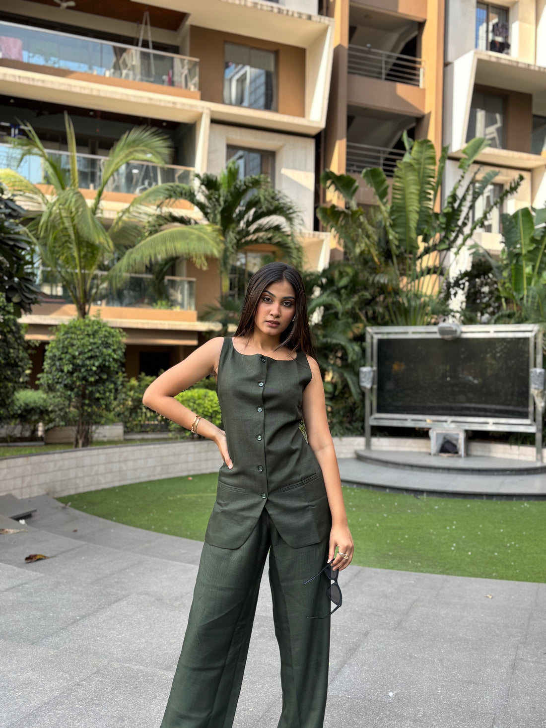 Tropical Bloom Vest Coat Set