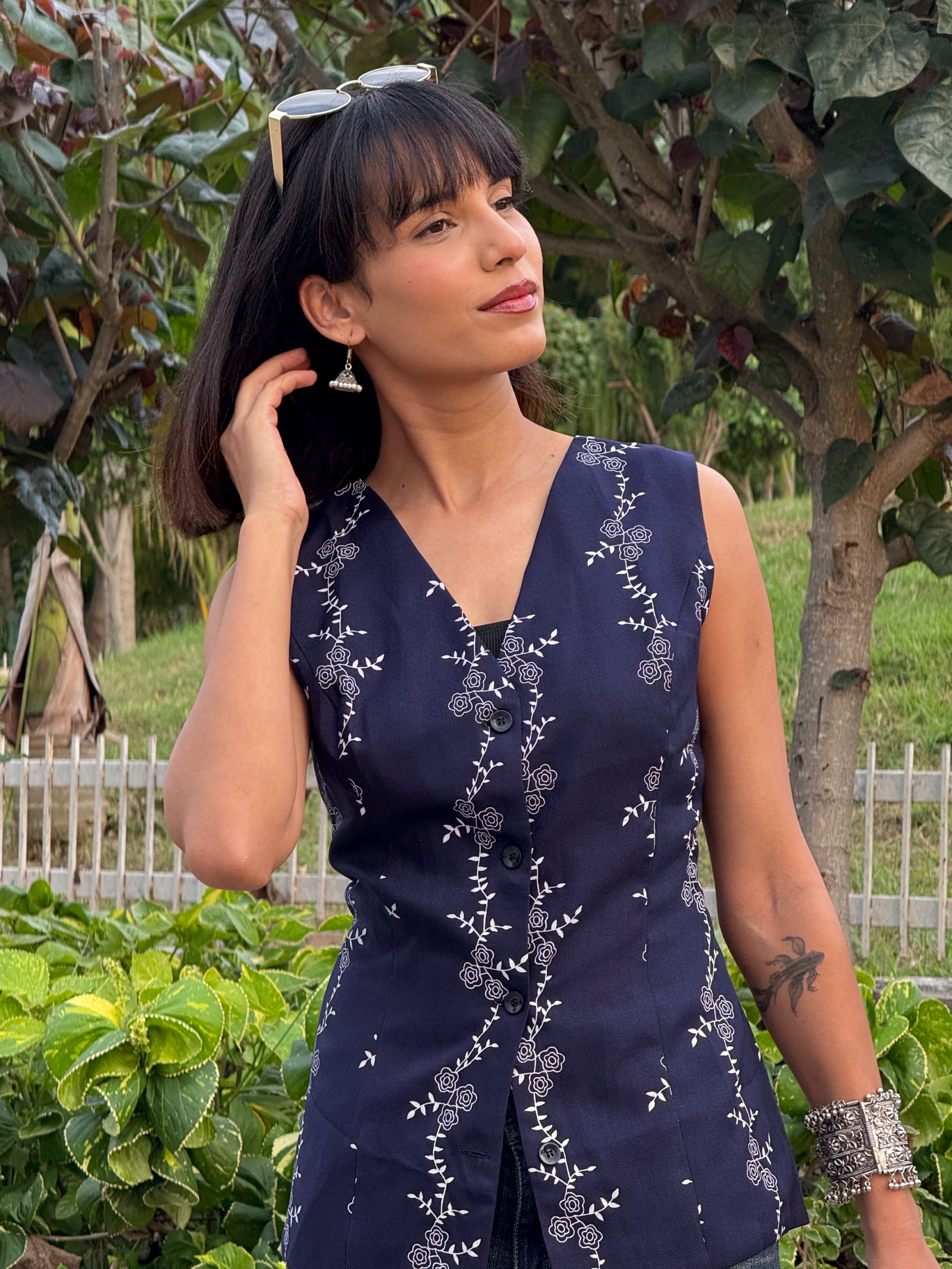 Midnight Bloom Vest Coat