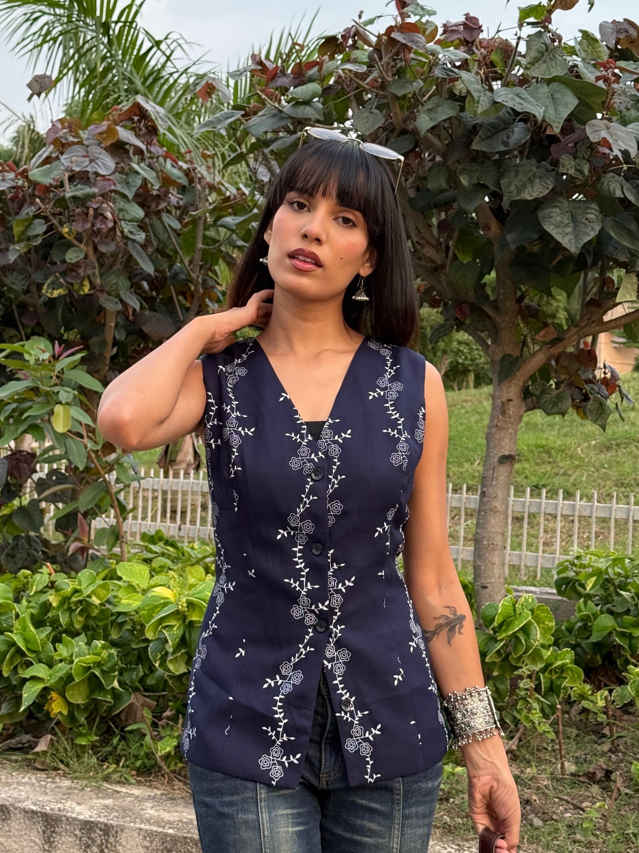 Midnight Bloom Vest Coat