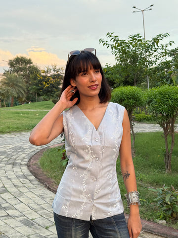 Ivory Vine Vest Coat