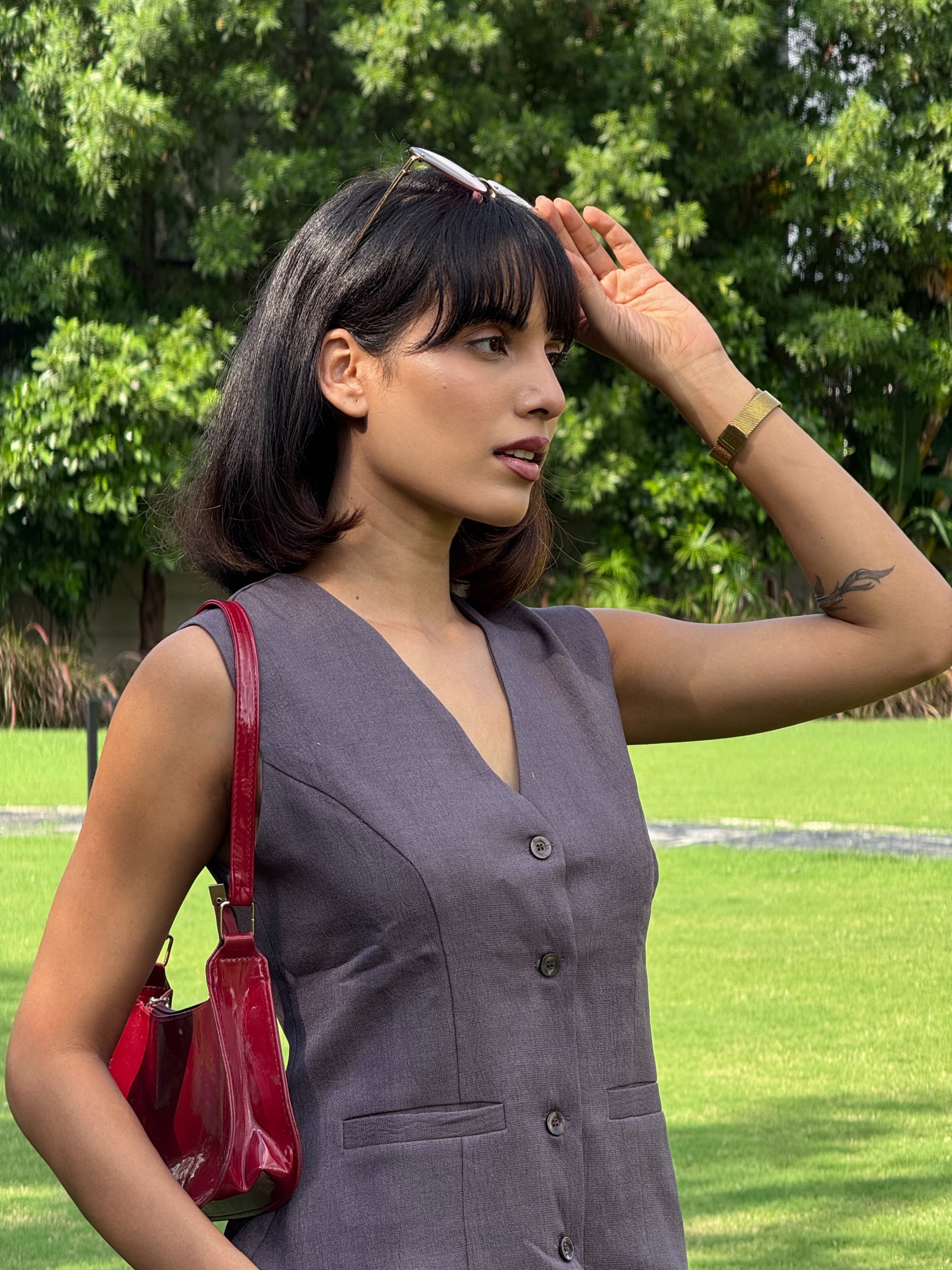 Charcoal Muse Vest Coat & Trouser Set