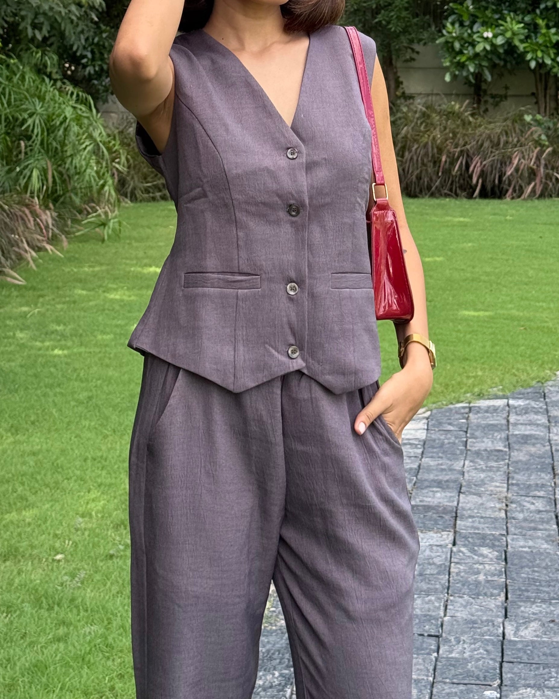 Charcoal Muse Vest Coat & Trouser Set