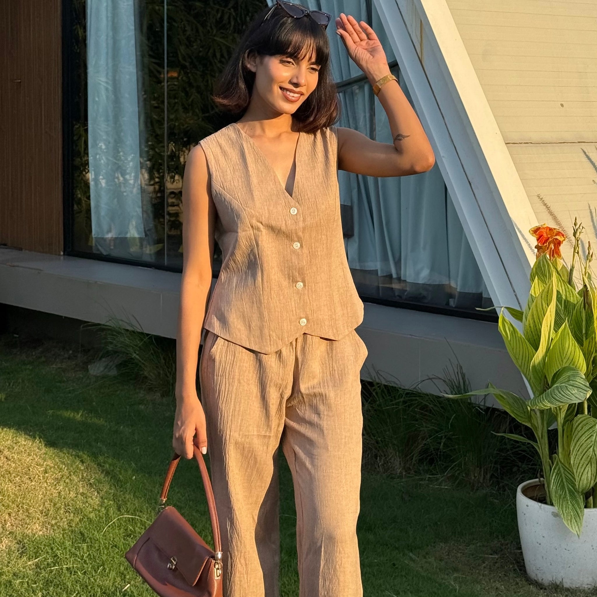 Plum Whisper Vest Coat & Trouser Set