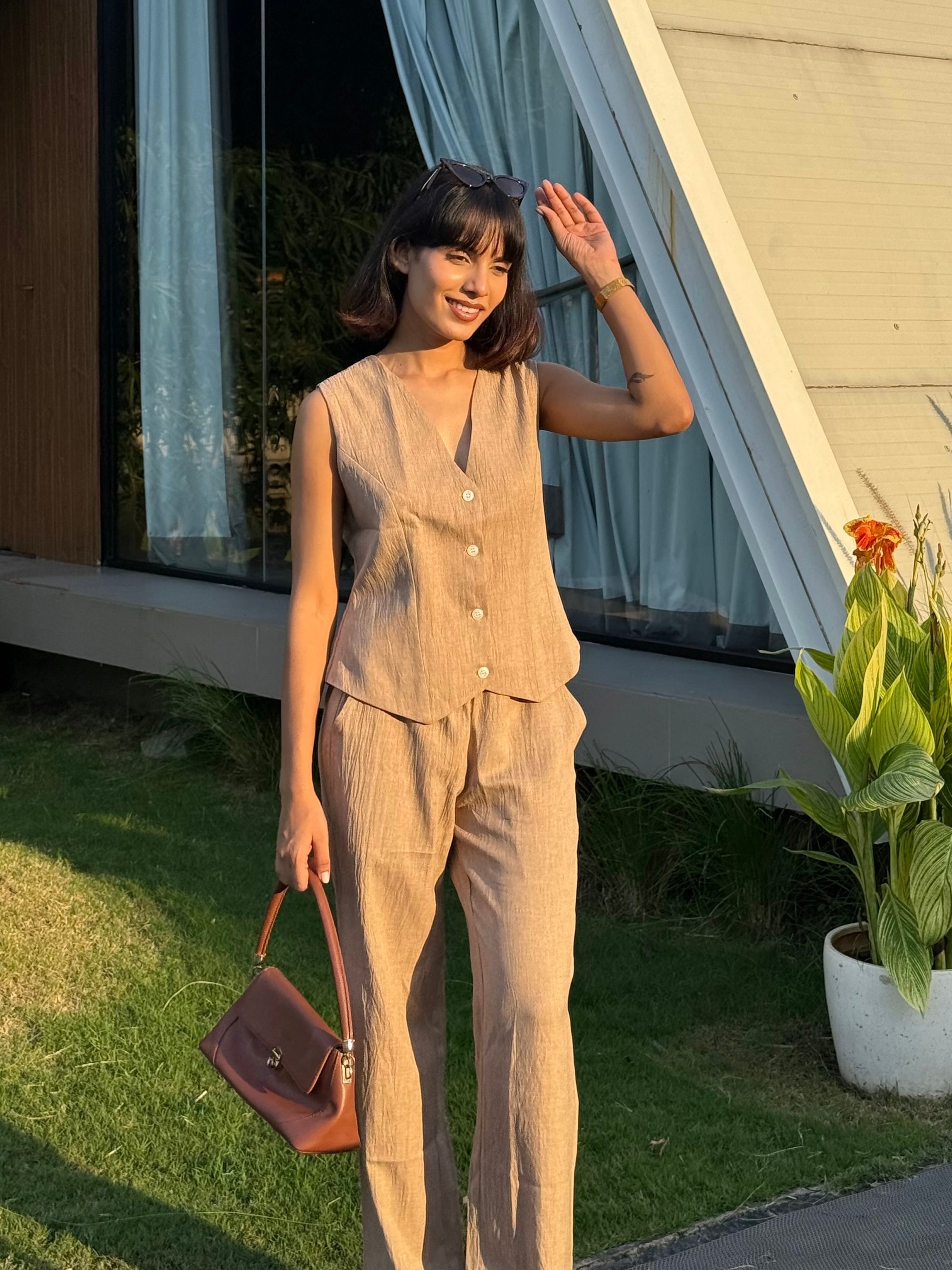 Plum Whisper Vest Coat & Trouser Set