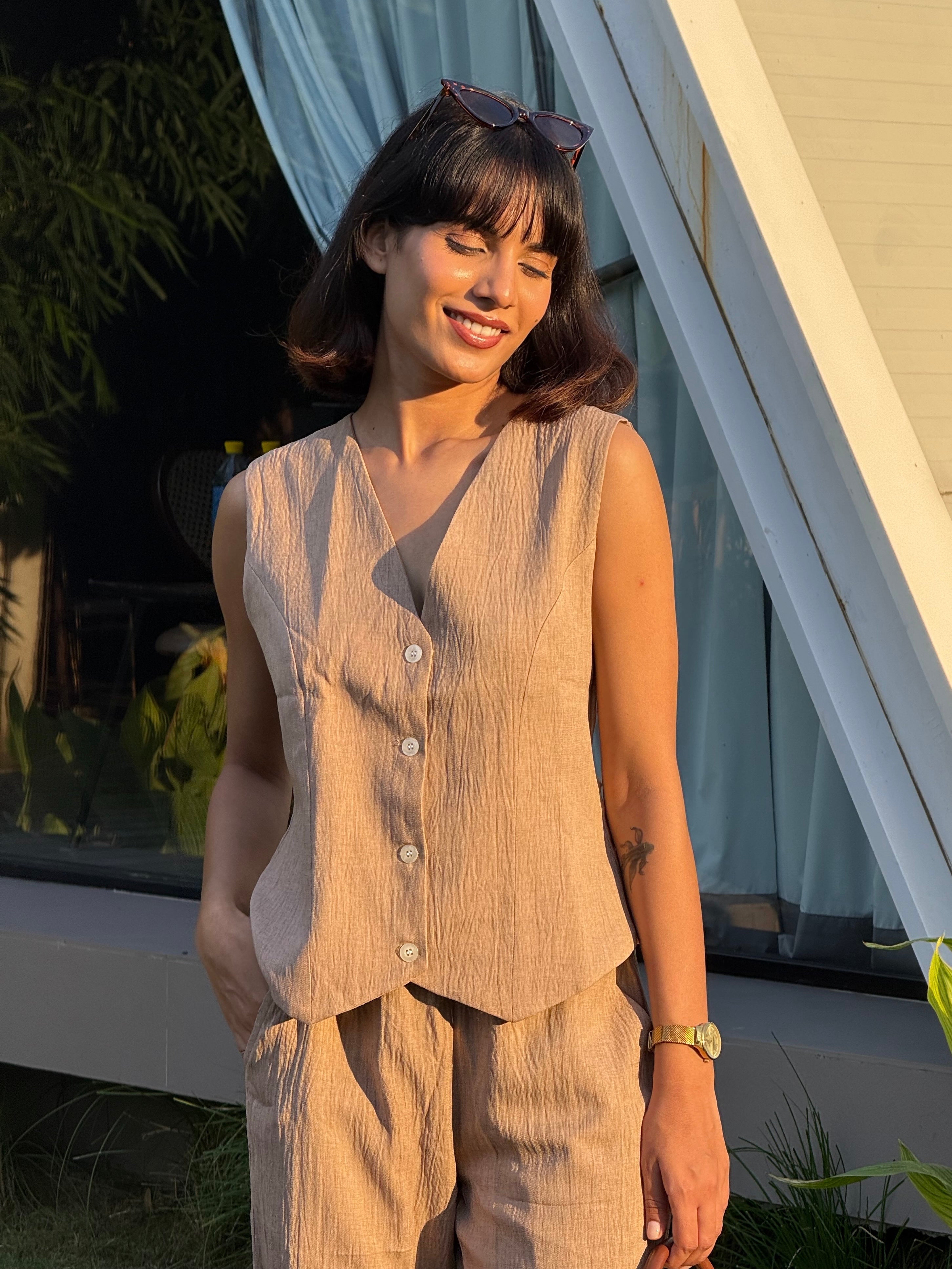 Plum Whisper Vest Coat & Trouser Set