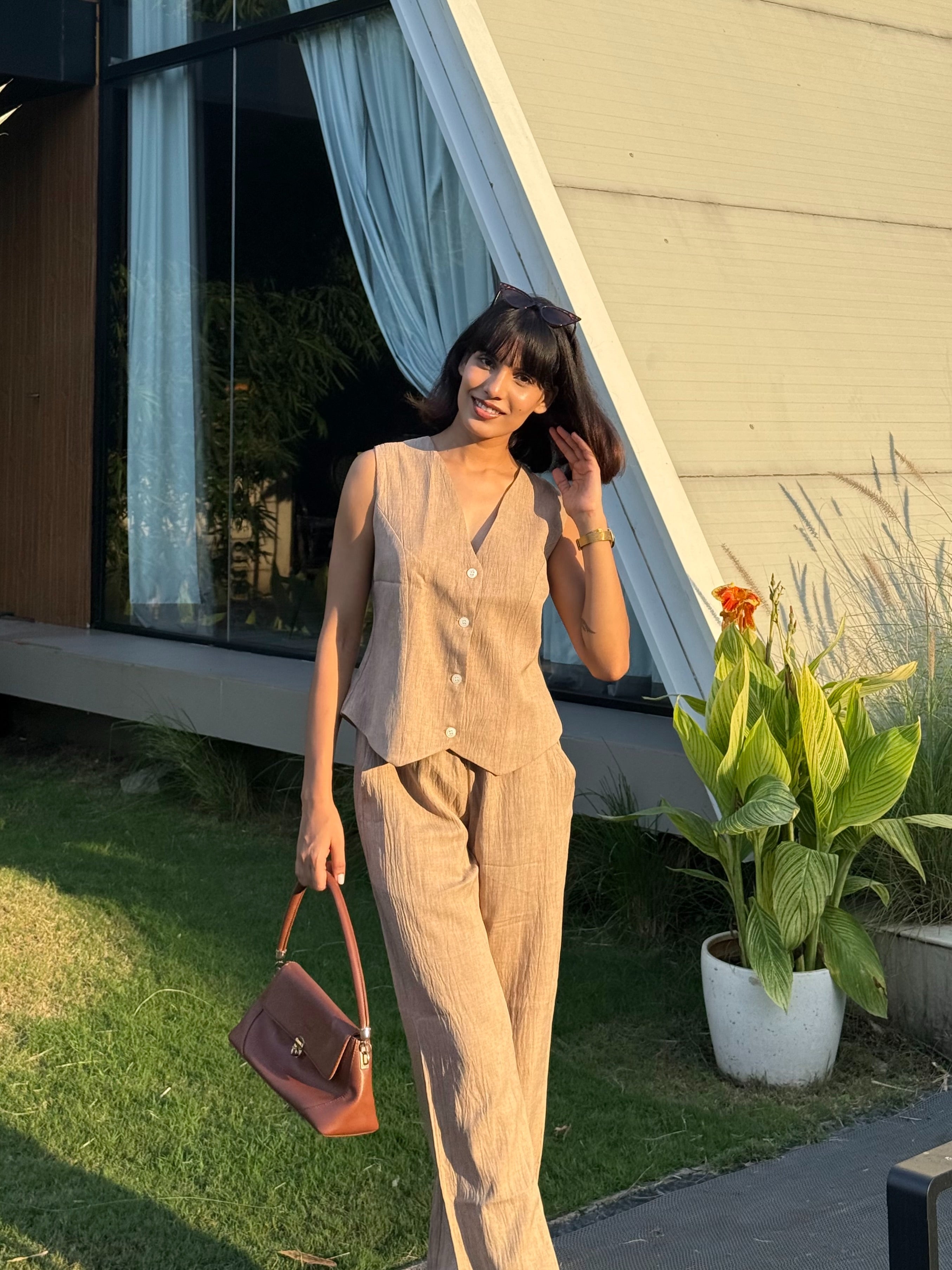 Plum Whisper Vest Coat & Trouser Set