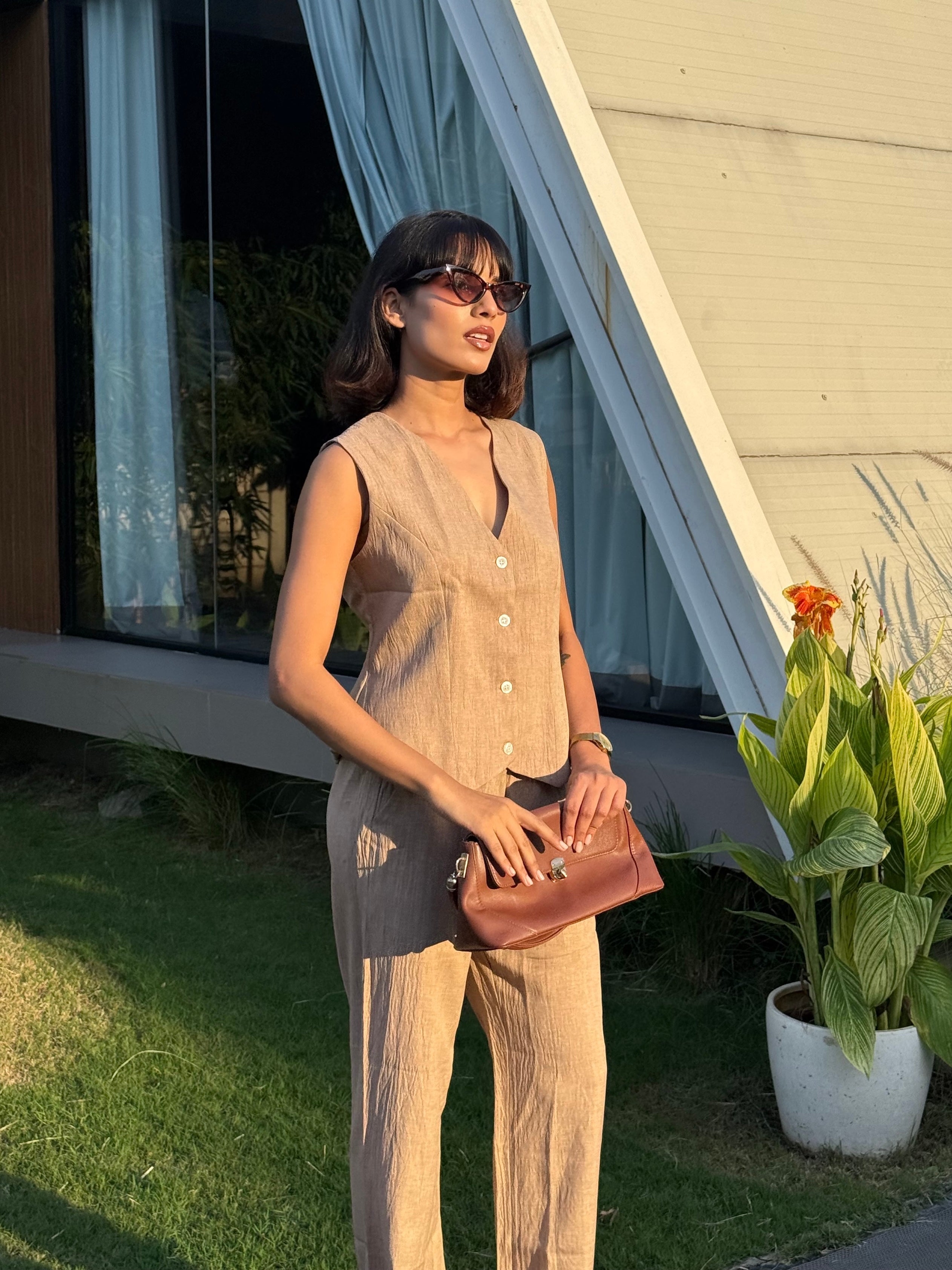 Plum Whisper Vest Coat & Trouser Set