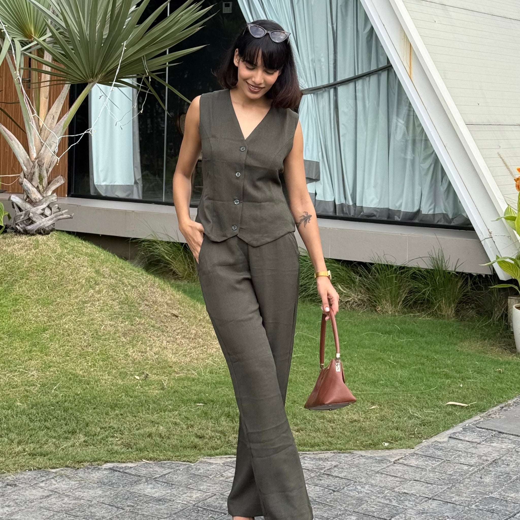 Misty Sky Vest Coat & Trouser Set