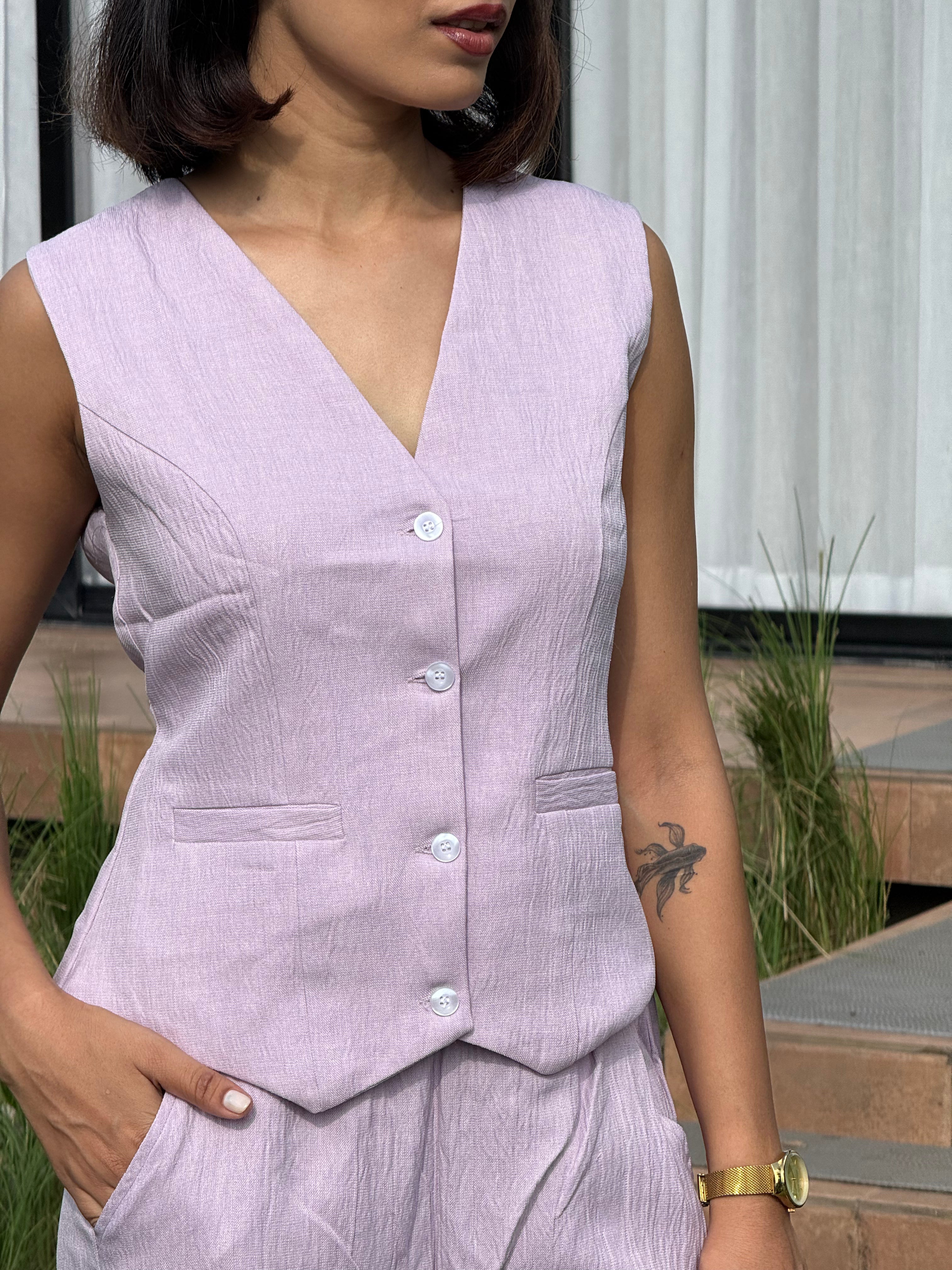 Mocha Calm Vest Coat & Trouser Set