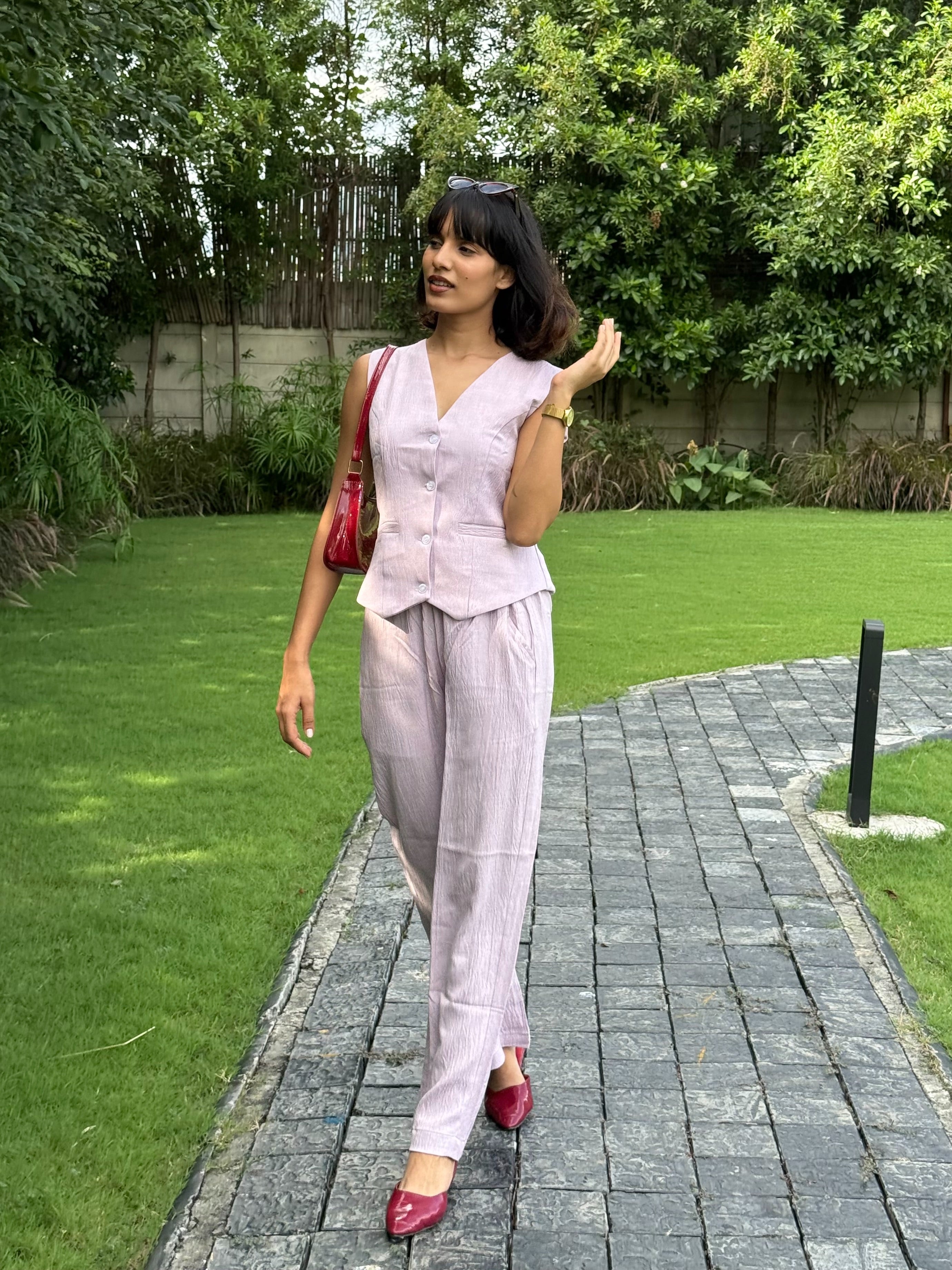 Mocha Calm Vest Coat & Trouser Set