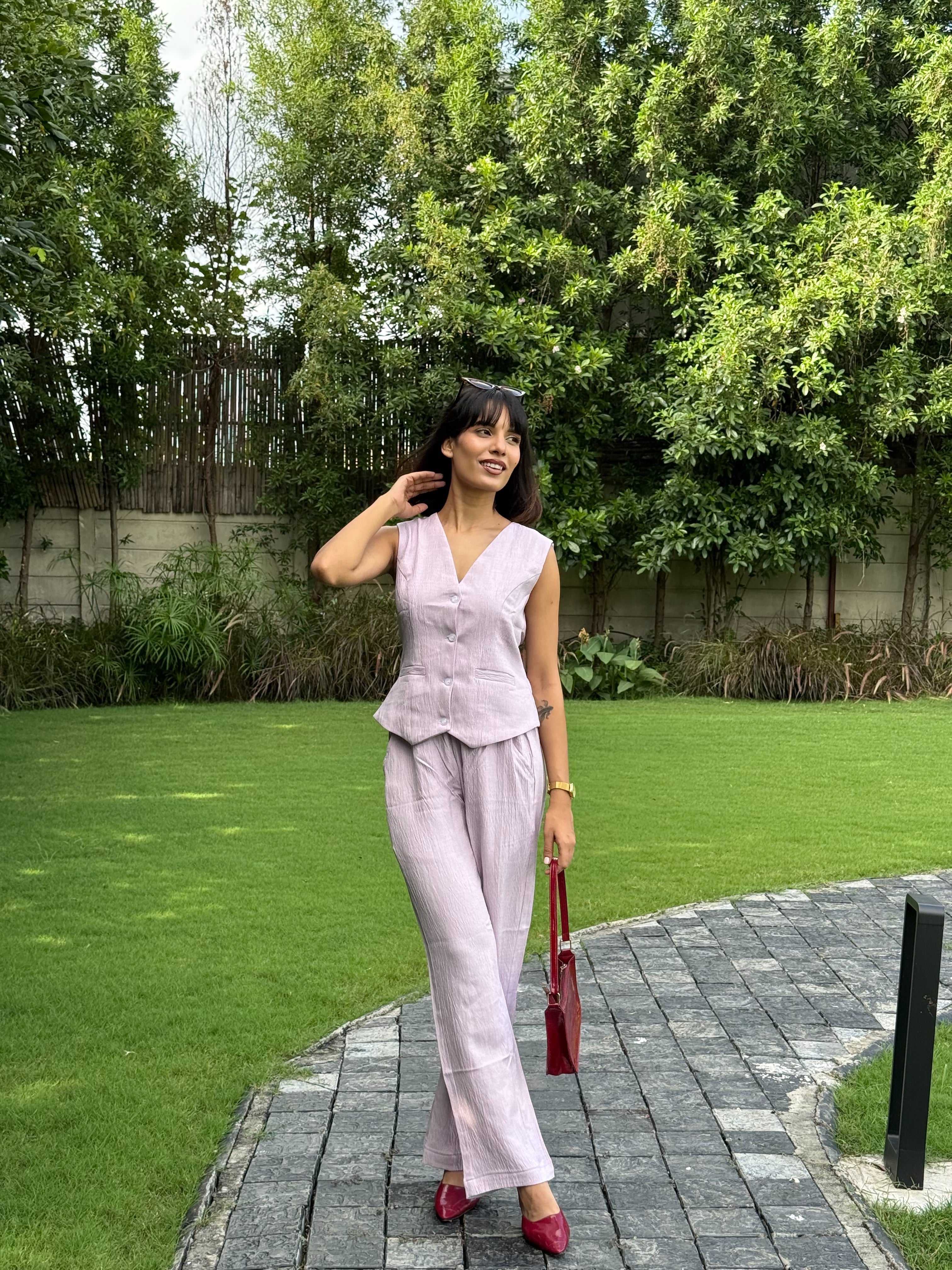 Mocha Calm Vest Coat & Trouser Set