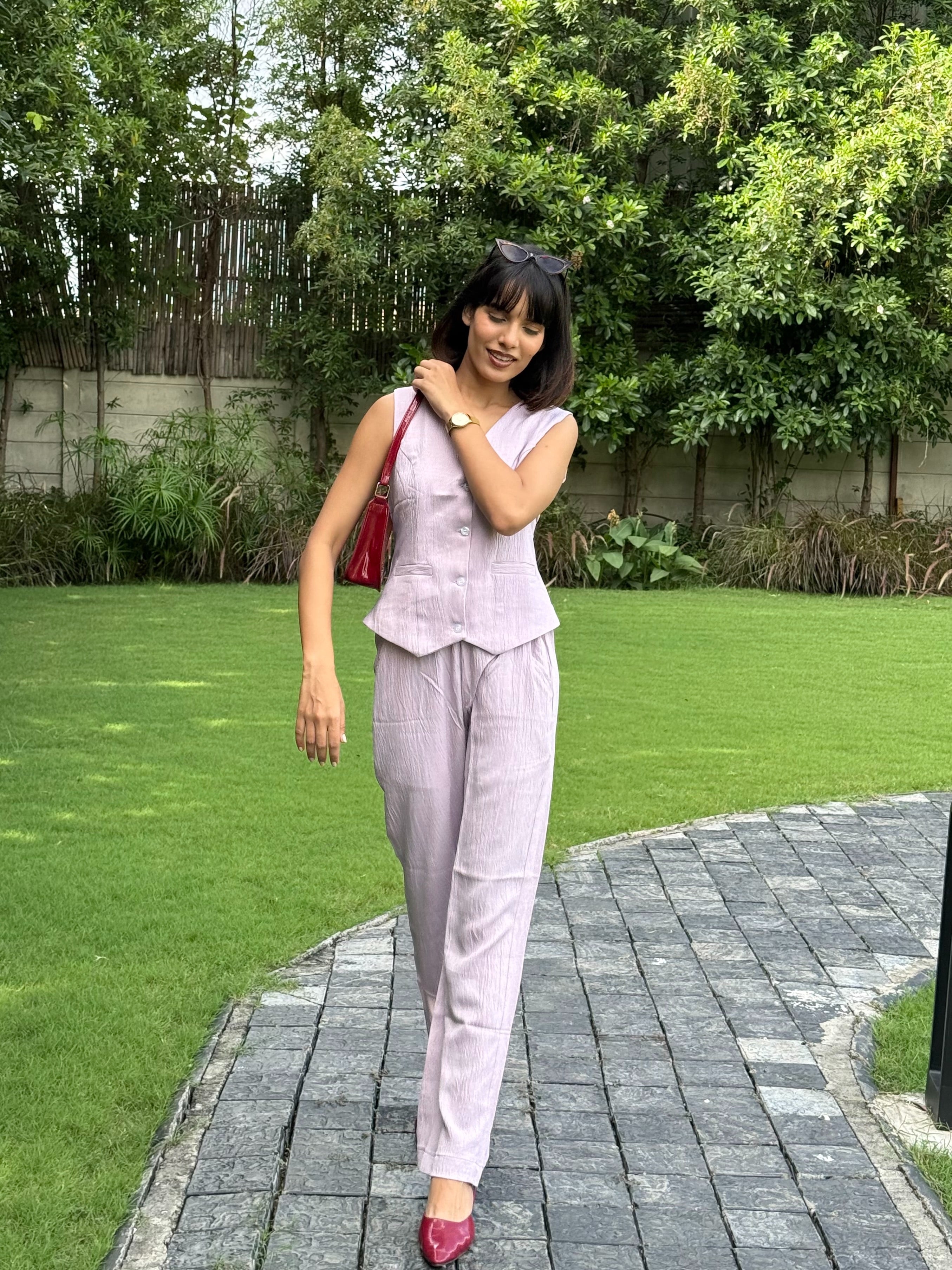 Mocha Calm Vest Coat & Trouser Set