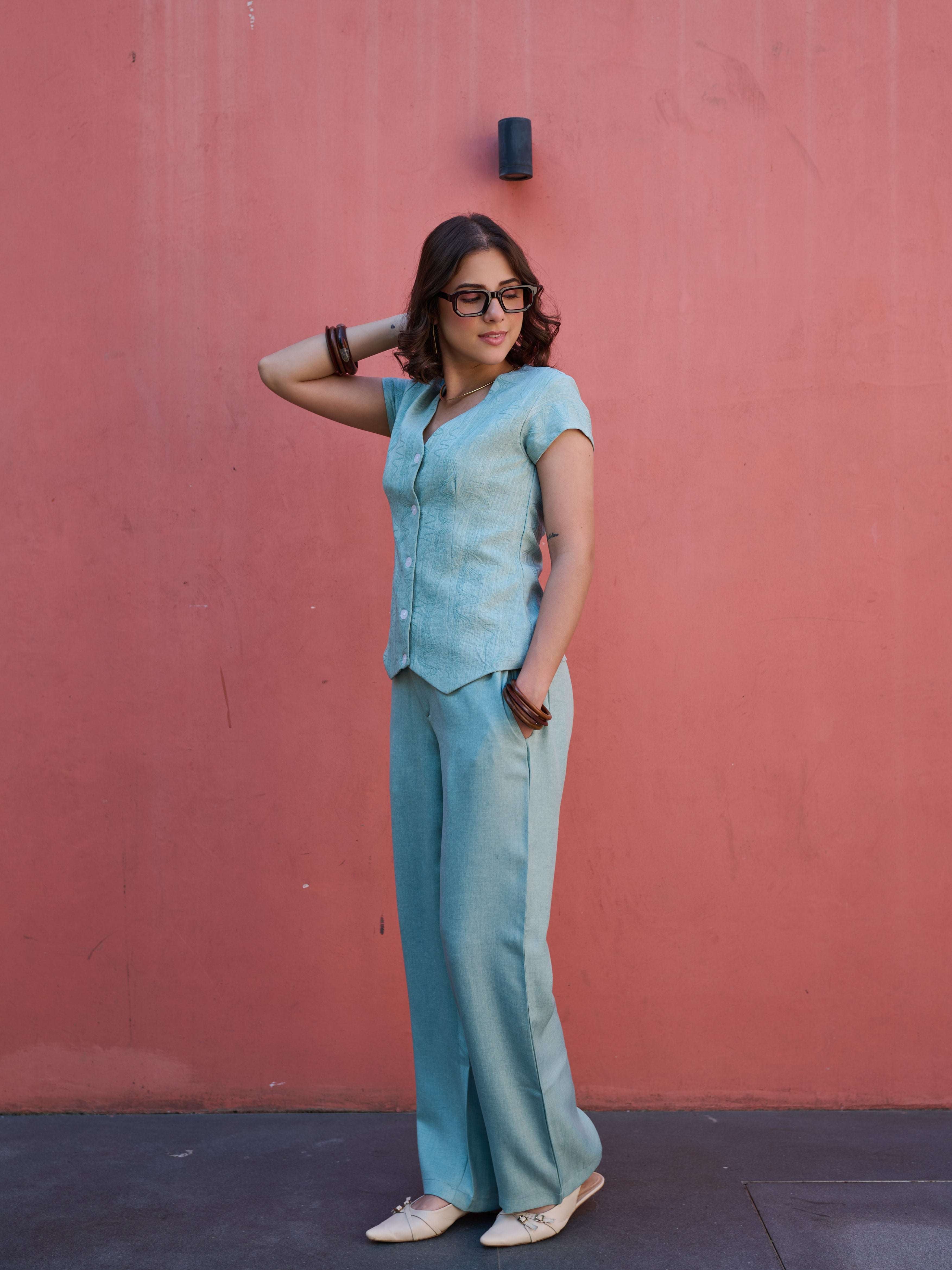 The Origin - Powder Blue Vest & Trouser set