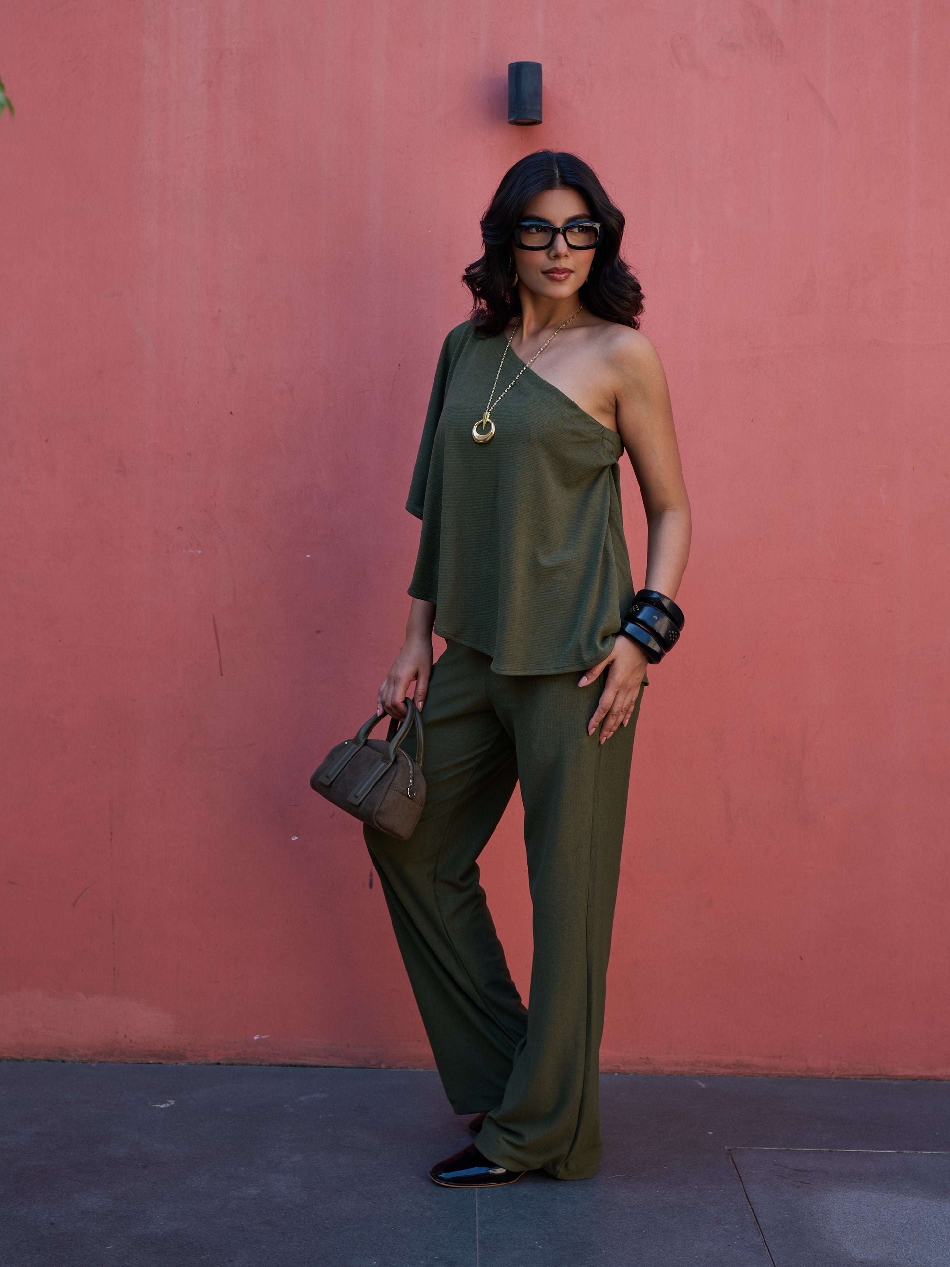 The Elite One-Shoulder Coord in Deep Olive