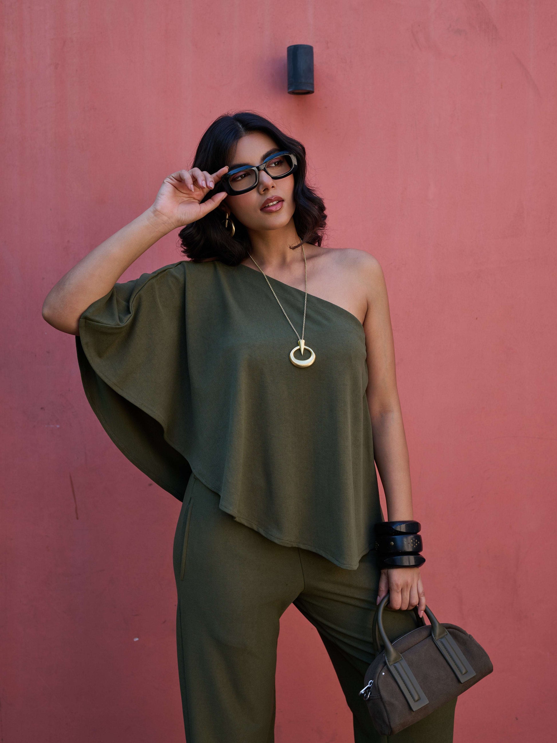 The Elite One-Shoulder Coord in Deep Olive