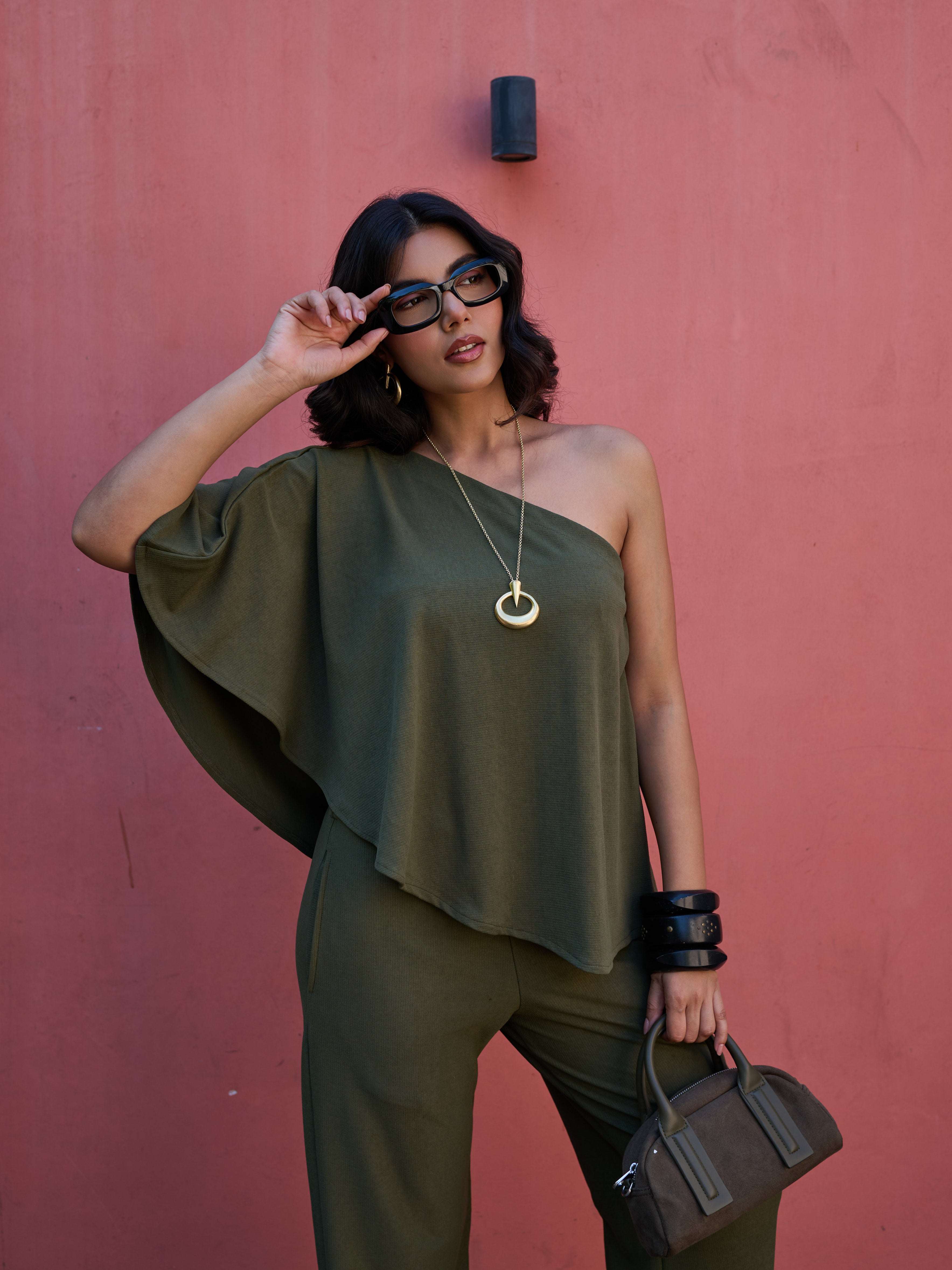 The Elite One-Shoulder Coord in Deep Olive