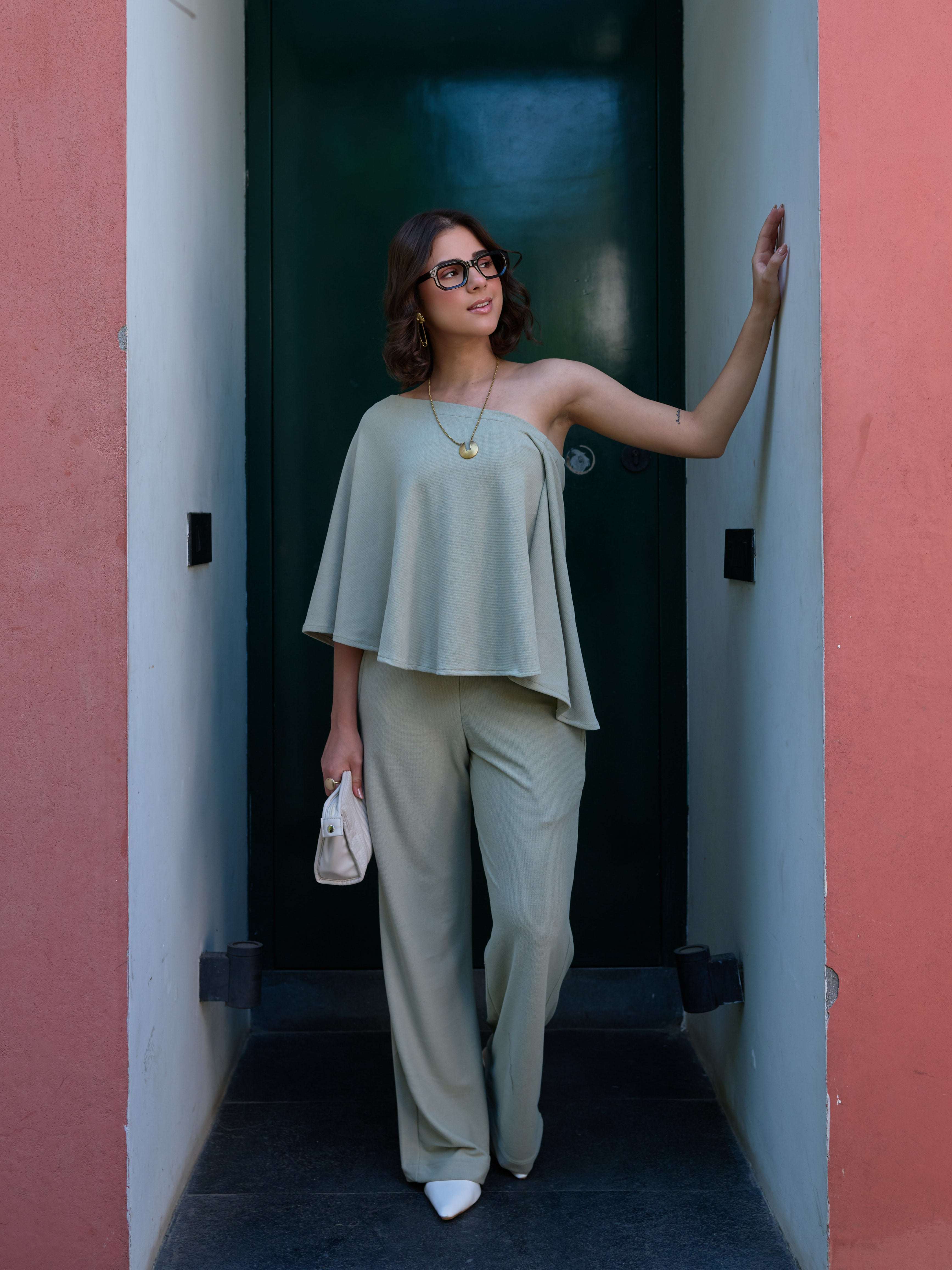 The Elite One-Shoulder Coord  in Soft Sage