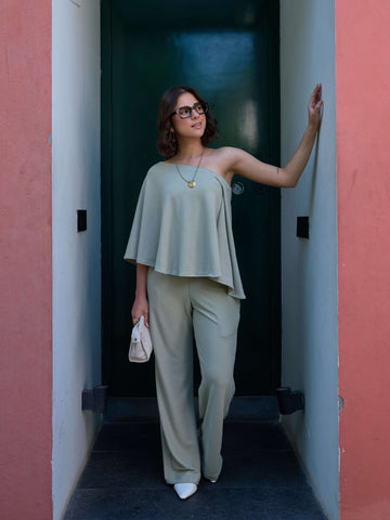 The Elite One-Shoulder Coord  in Soft Sage