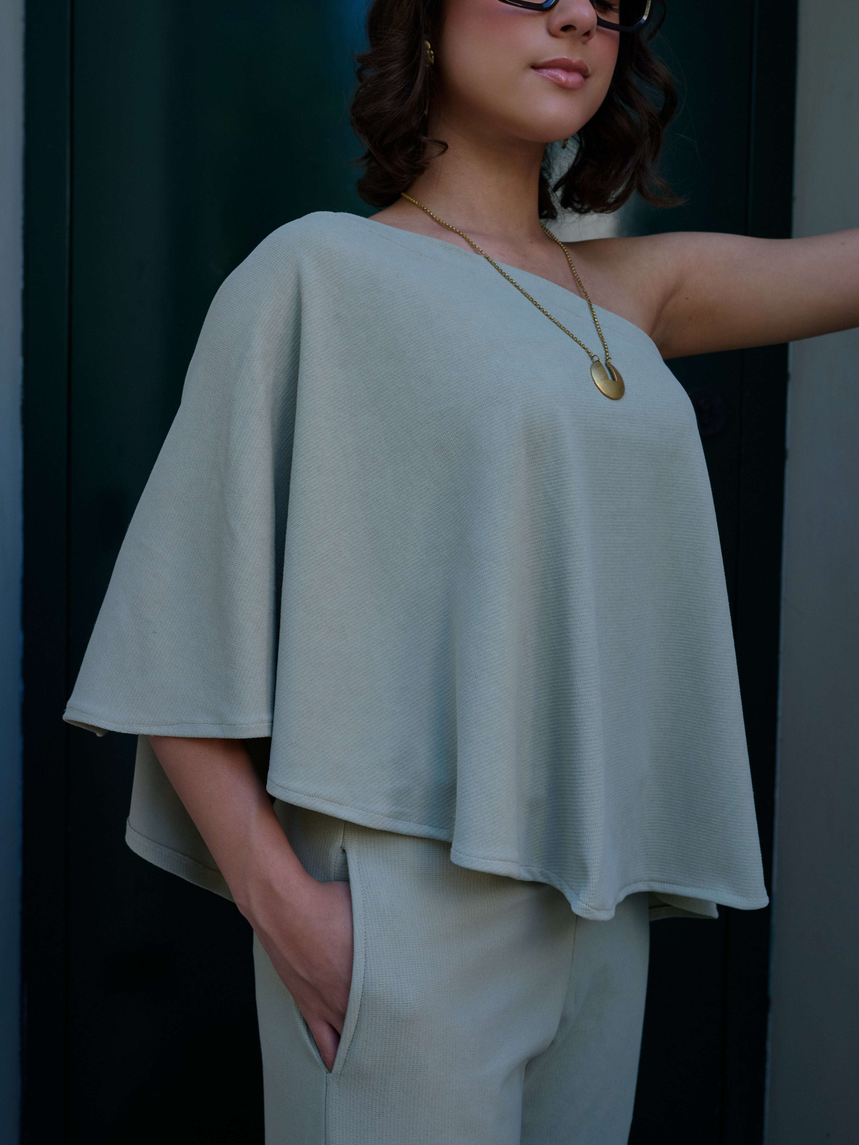 The Elite One-Shoulder Coord  in Soft Sage