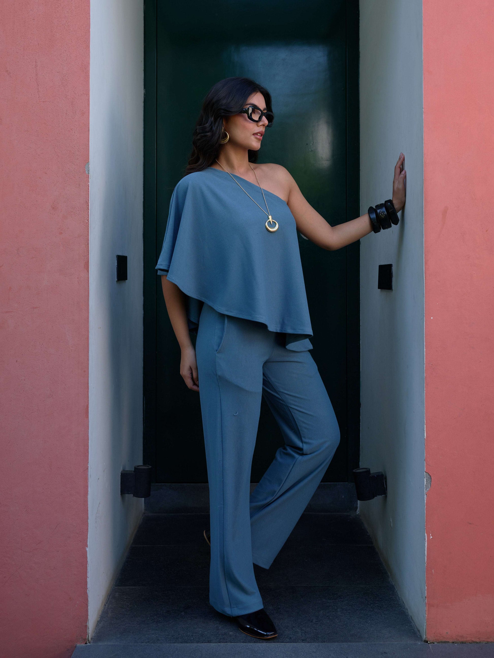 The Elite One-Shoulder Coord in Slate Blue