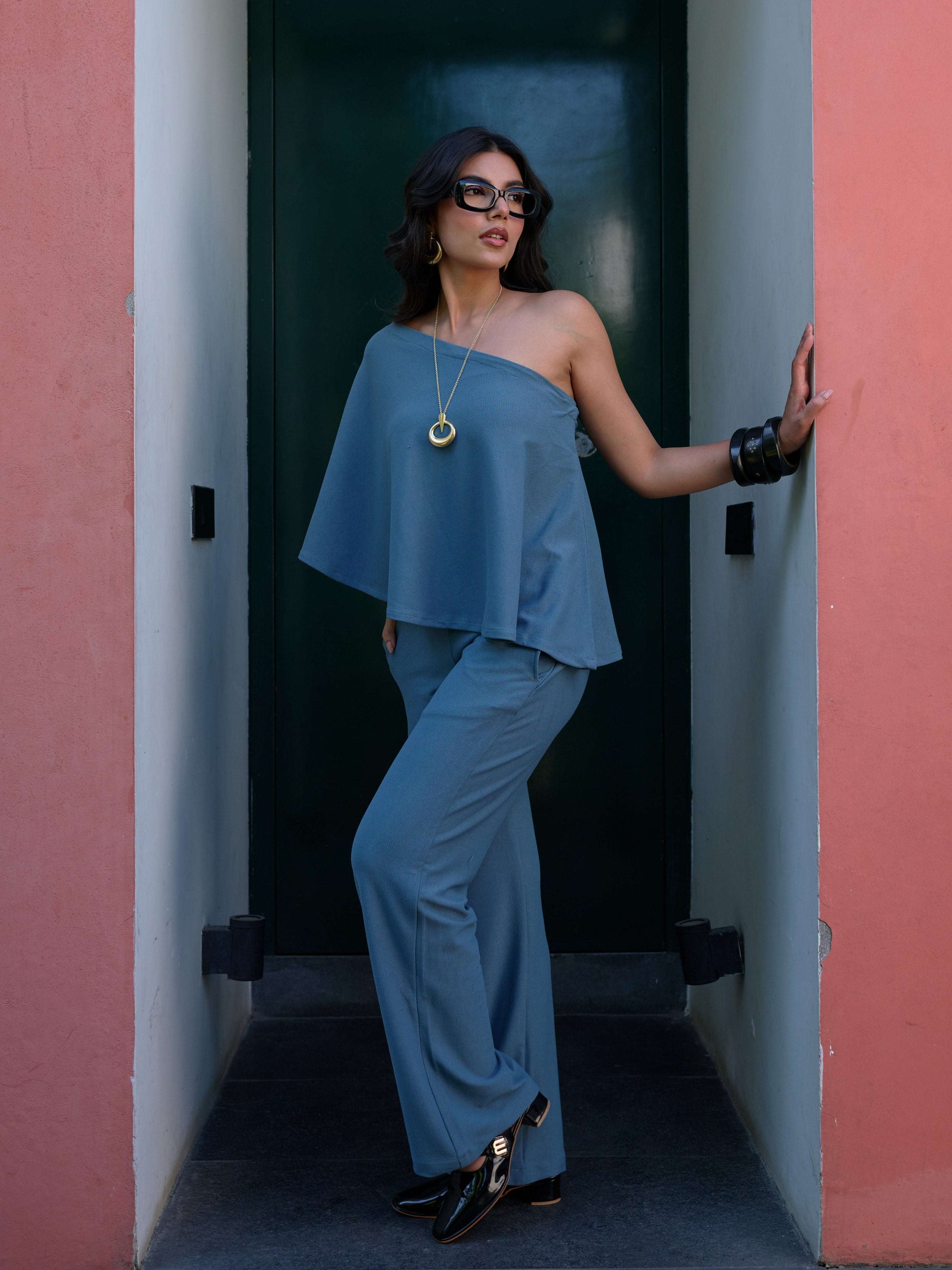 The Elite One-Shoulder Coord in Slate Blue