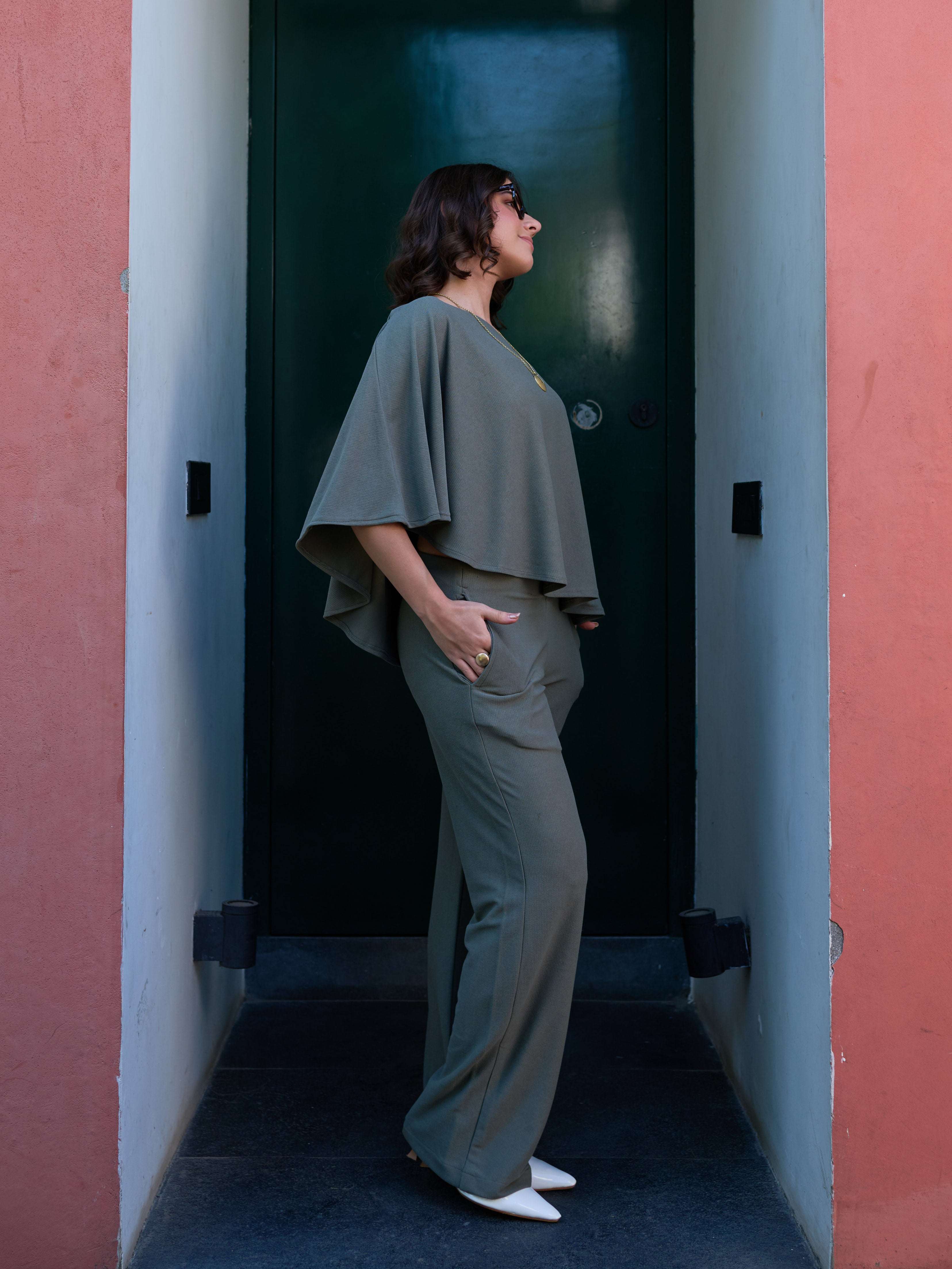 The Elite One-Shoulder Coord in Olive Grey