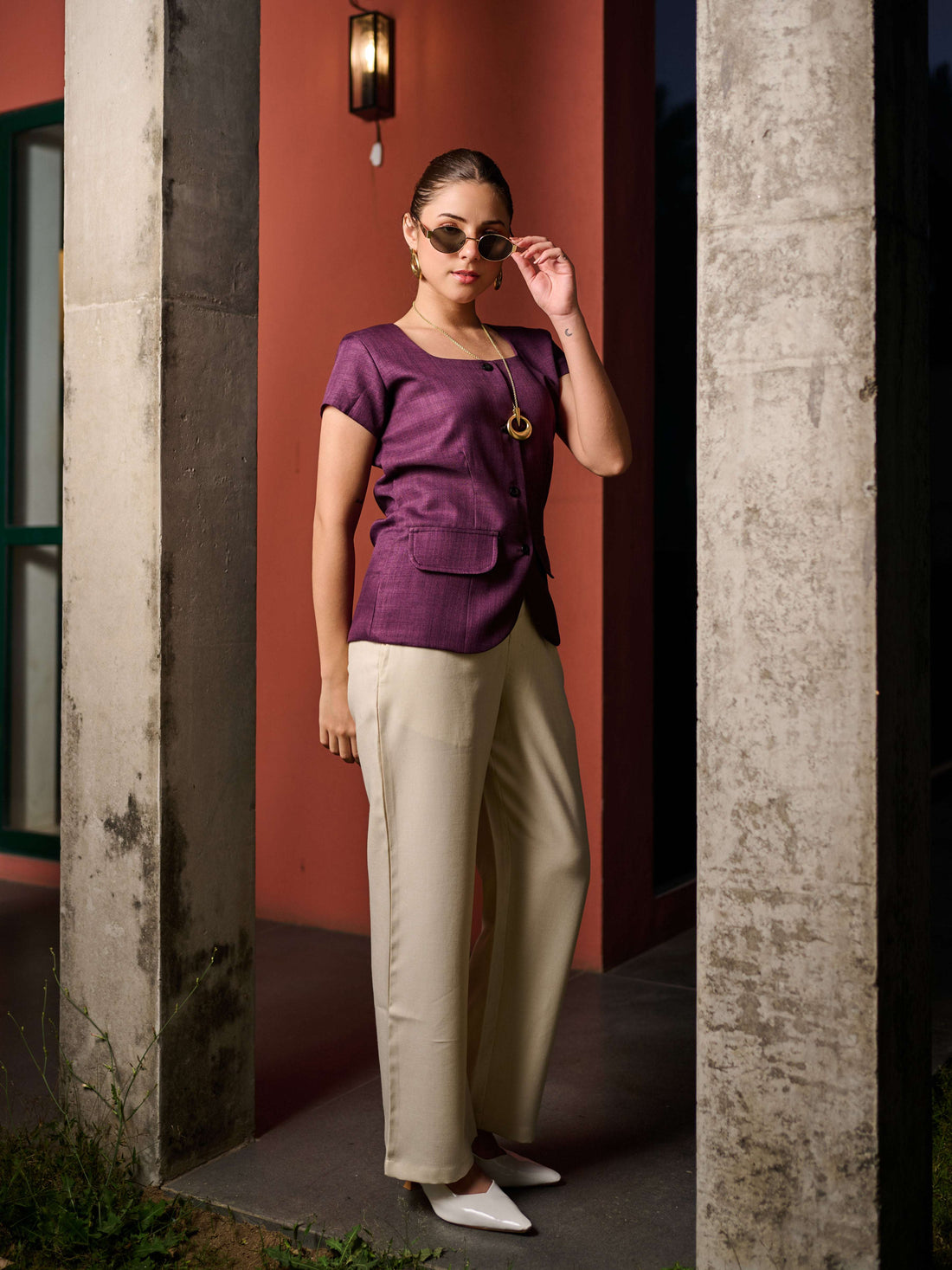 Position Imperial Berry Vest & Trouser Set