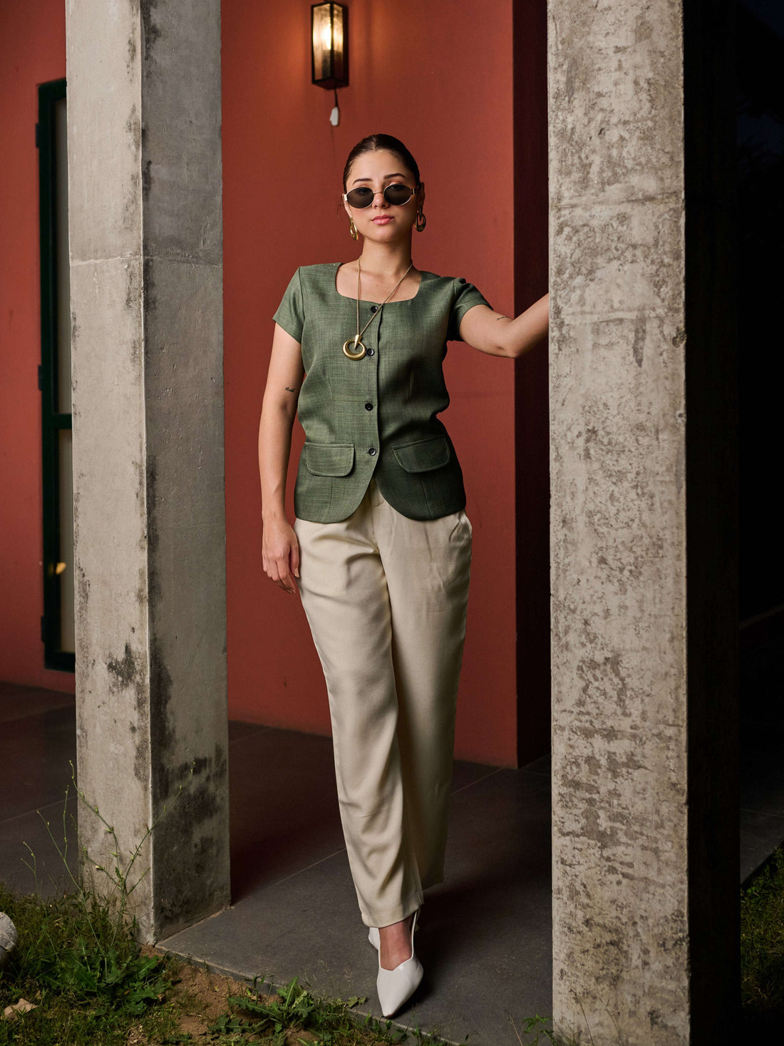 Position Forest Olive Vest & Trouser Set