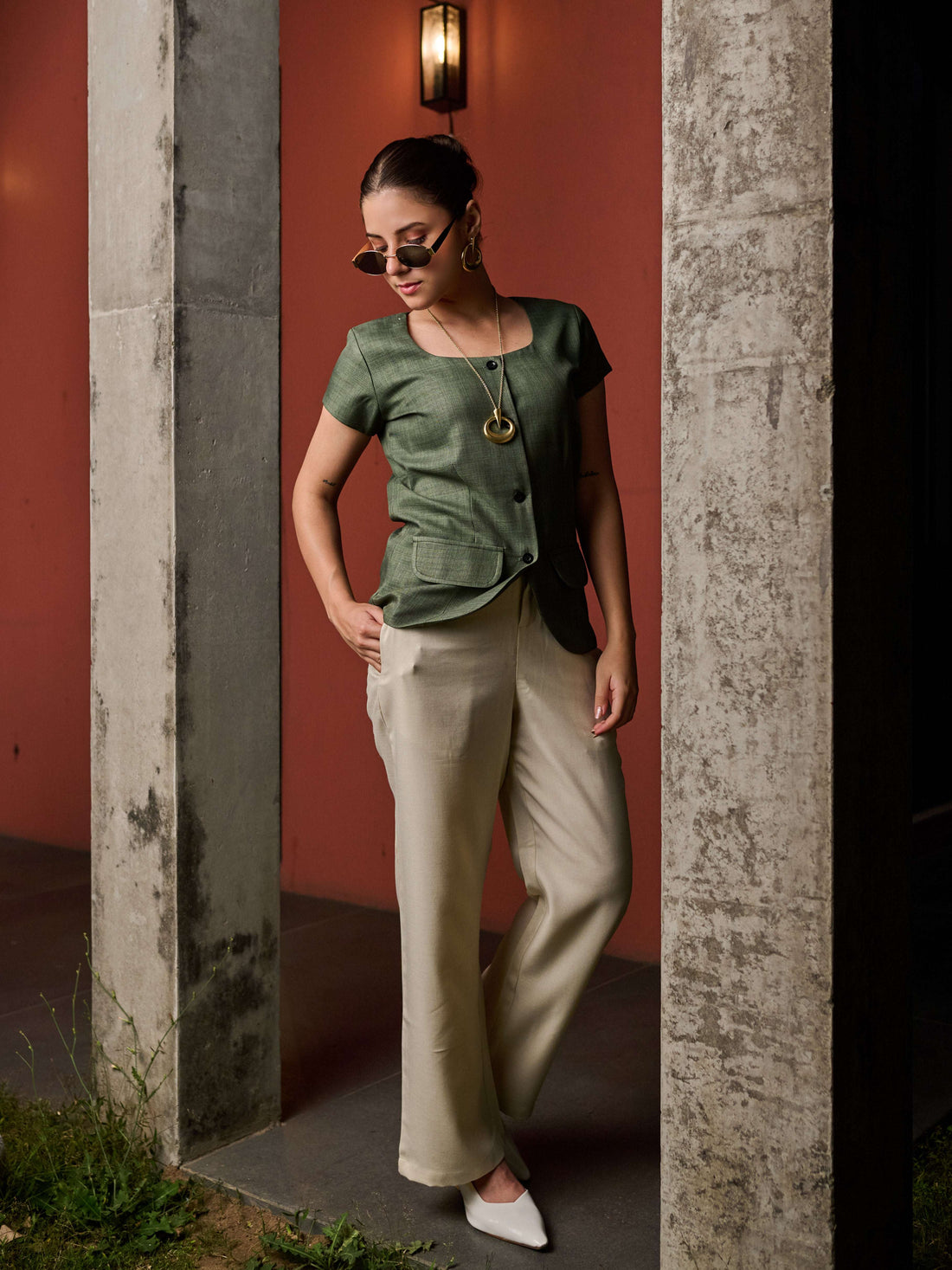 Position Forest Olive Vest & Trouser Set