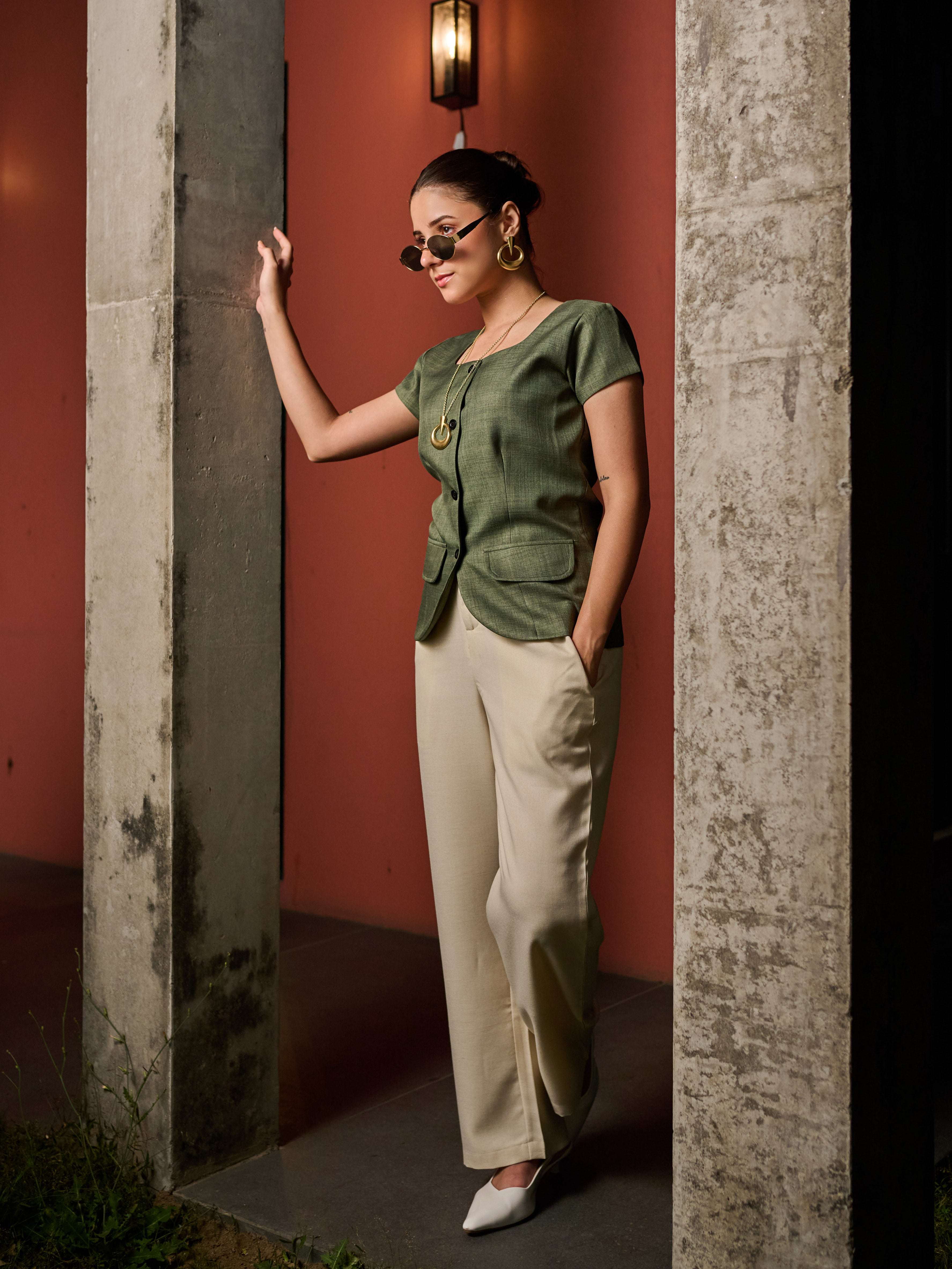 Position Forest Olive Vest & Trouser Set